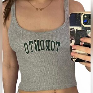 Brandy Melville Grey Ribbed 'TORONTO' Crop Tank